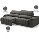 Ver imagem 2 de Sofá com Porta Copos Carregador Usb Ret Rec Murano 2,30m Velosuede - Netsofas - Chumbo