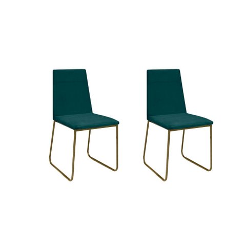 Kit 2 Cadeiras de Jantar Cozinha Industrial Lexa Veludo - Élpis Móveis - Verde - Dourada