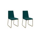 Ver imagem 1 de Kit 2 Cadeiras de Jantar Cozinha Industrial Lexa Veludo - Élpis Móveis - Verde - Dourada