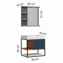 Ver imagem 3 de Gabinete Suspenso com Cuba e Espelheira Móveis Marrom/Cinamomo/Azul Petróleo