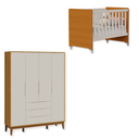 Ver imagem 2 de Quarto de Bebê Berço Evolution + Guarda Roupa Infantil 4P e 3g Areia Savana Classic