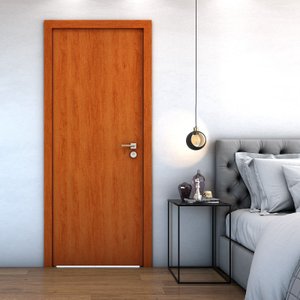 Folha Porta Madeira Lisa Reforço Fechadura 2 Lados:mogno
