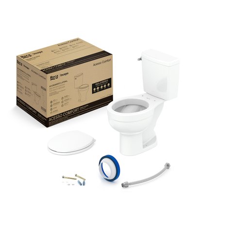 Kit de Bacia com Caixa Acionamento Lateral Assento Pp com Queda Amortecida e Complementos de Instala