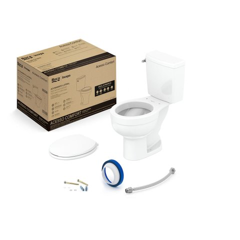 Kit de Bacia com Caixa Acionamento Lateral Assento Pp com Queda Amortecida e Complementos de Instala