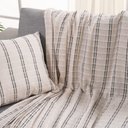 Ver imagem 2 de Manta Decorativa para Sofá Italiana Off White Listrada Preto Algodão