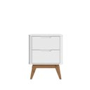 Ver imagem 3 de Mesa de Cabeceira 2 Gavetas com Laterais Curvas e Pés de Madeira Maciça Vicenza Branco