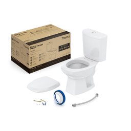 Kit de Bacia com Caixa Assento PP com Queda Amortecida e Complementos de Instalação Thema Roca I Incepa - 2