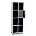 Ver imagem 1 de ROUPEIRO DE AÇO 2M 08 PORTAS FECHADURA PANDIN - CINZA/PRETO GRF 502/8 DI