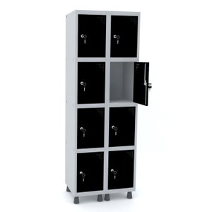 ROUPEIRO DE AÇO 2M 08 PORTAS FECHADURA PANDIN - CINZA/PRETO GRF 502/8 DI