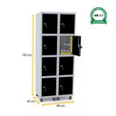 Ver imagem 2 de ROUPEIRO DE AÇO 2M 08 PORTAS FECHADURA PANDIN - CINZA/PRETO GRF 502/8 DI
