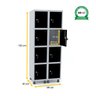 ROUPEIRO DE AÇO 2M 08 PORTAS FECHADURA PANDIN - CINZA/PRETO GRF 502/8 DI - 2