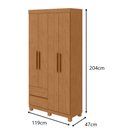 Ver imagem 2 de Guarda-roupas Solteiro 4 Portas 2 Gavetas sem Espelho com Pés Zeus - Lp - Rei de Casa Amendoa Clean
