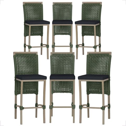 6 Banqueta em Alumínio Roma Fendi Corda Náutica Tecido 12