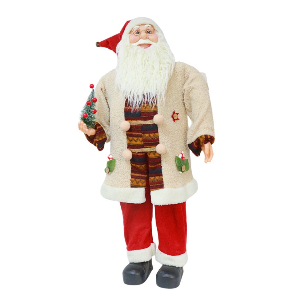 Papai Noel Luxuoso 90cm Vermelho Branco e Marrom - 1