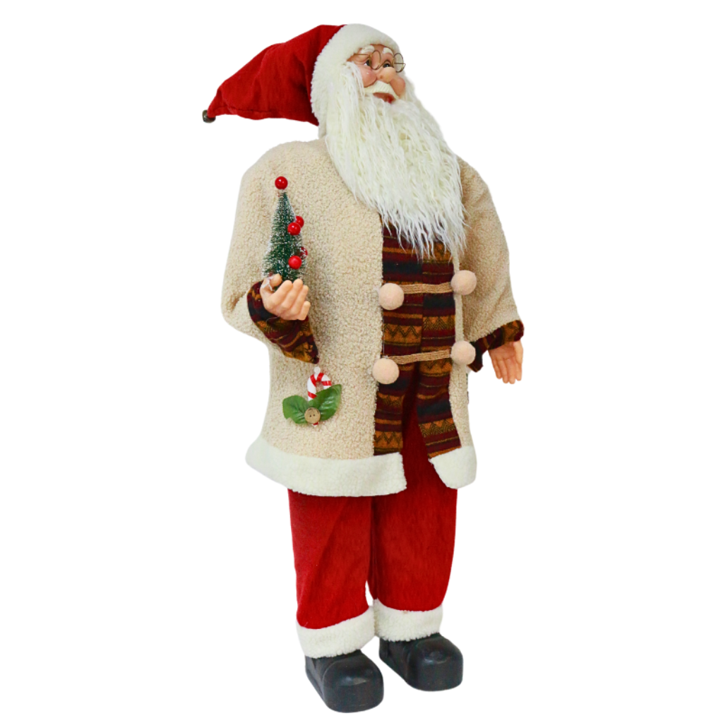 Papai Noel Luxuoso 90cm Vermelho Branco e Marrom - 4