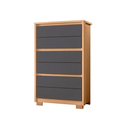 Cômoda Unno 79cm 6 Gavetas com Pés Plástico Freijo/titanium