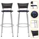 Ver imagem 1 de Kit 2 Banquetas Alta Banco para Balcão Junco Preto Àrea Gourmet Ilha Bancada bares Churrasqueira