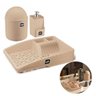 Kit Pia Cozinha 3 Peças Dispenser Lixeira Escorredor Louças Bege - 2