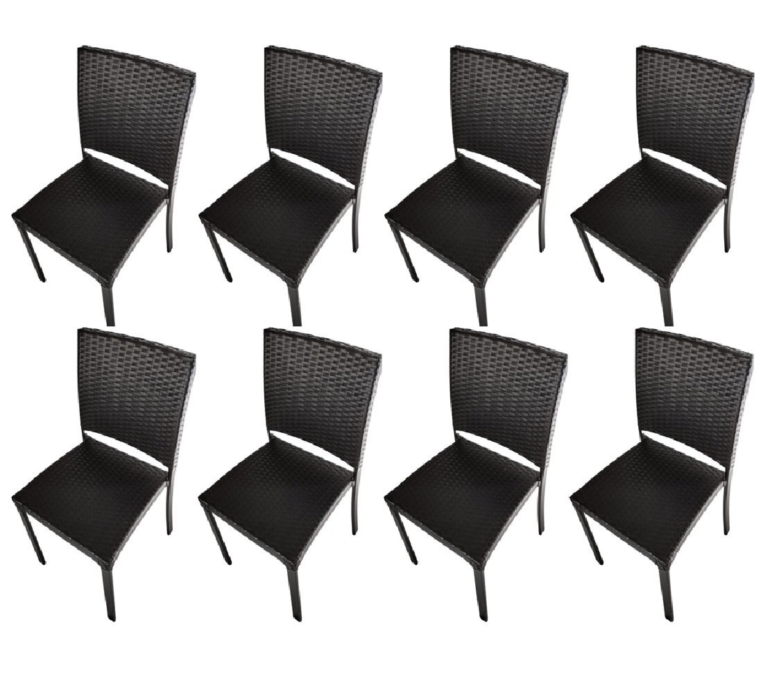 Kit 8 Cadeiras Orbit Aluminio Fibra Sintética Proteçao Uv Preto