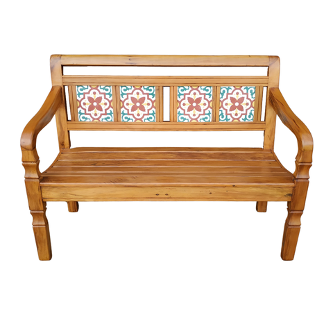 Banco Namoradeira em Madeira de Demolição com Detalhes em Ladrilhos Sudeste Rústico