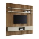 Ver imagem 2 de Painel Ripado para Tv com Prateleira e Nicho 200cm 100% Mdf Cor:louro e Luna com Preto