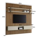 Ver imagem 3 de Painel Ripado para Tv com Prateleira e Nicho 200cm 100% Mdf Cor:louro e Luna com Preto