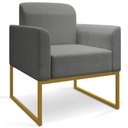 Ver imagem 7 de Kit 2 Poltronas Decorativas Isabella Base Industrial Linho Grafite/Dourado Gran Belo
