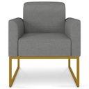 Ver imagem 6 de Kit 2 Poltronas Decorativas Isabella Base Industrial Linho Grafite/Dourado Gran Belo