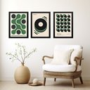 Ver imagem 2 de Kit 3 Quadros Artes Bauhaus Verde e Preto 45x34cm:moldura Preta