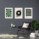 Ver imagem 1 de Kit 3 Quadros Artes Bauhaus Verde e Preto 45x34cm:moldura Preta