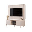 Ver imagem 2 de Painel e Bancada Tv 65" 2 Portas Deep Luminárias Douradas Pés Metálicos Offwhite G18 - Gran Belo