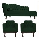 Ver imagem 1 de Kit Diva Recamier Juliana 160cm Lado Direito e 02 Poltronas Classic Suede Verde - Amarena Móveis