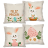Kit com 4 Capas para Almofadas Decorativas Coelho e Coelha da Páscoa - 1