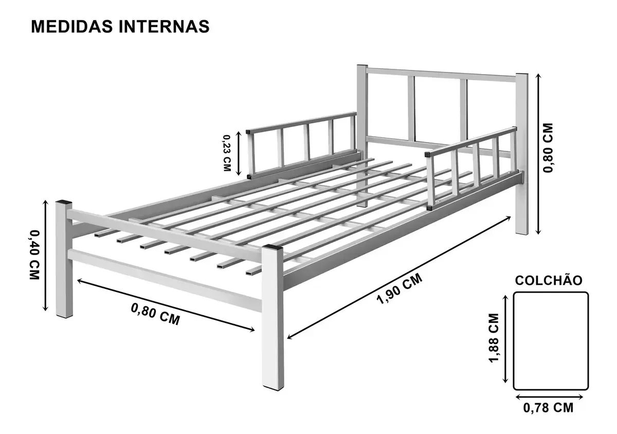 Ver imagem 4 de Cama Solteiro Reforçada em Aço com Colchão D20 Branco