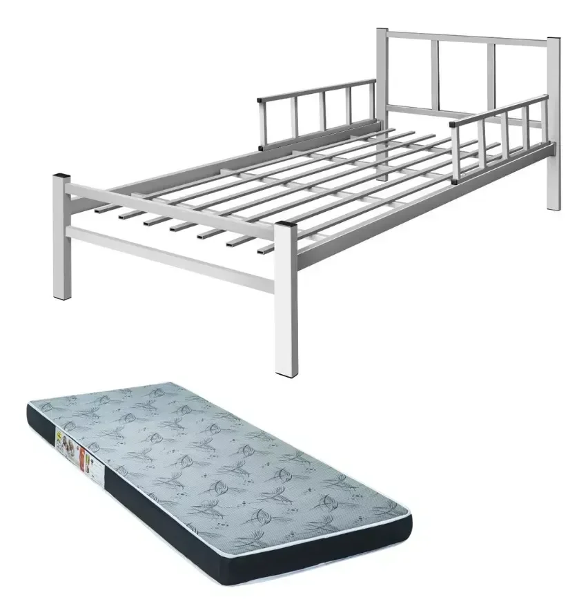 Ver imagem 1 de Cama Solteiro Reforçada em Aço com Colchão D20 Branco