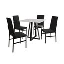 Ver imagem 4 de Conjunto de Jantar Mesa Mônaco Premium 90cm Branca com 4 Cadeiras Estofadas Pretas Preto