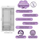 Ver imagem 3 de Guarda-roupa Infantil 92cm 3 Portas e 2 Gavetas Realeza Multimóveis Mp4452 Branco