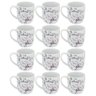 Jogo 12 Xícaras de Porcelana Grandes Chá Café 360ml Florida Branca Caneca Germer - 1