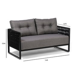 Namoradeira Corda Náutica - Living, Varanda, Estar - Namoradeira Araxá – Preto Linho Cinza - 7