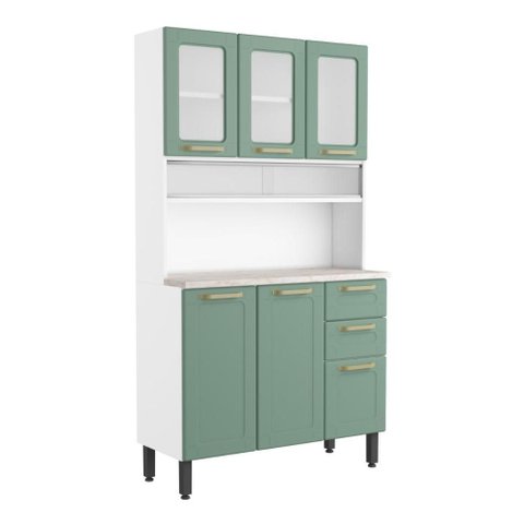 Cozinha Compacta de Aço 6 Portas Colors Bertolini - Verde/branco