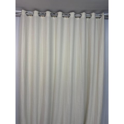 Cortina no Tecido Linho Flamê Off White com Forro Microfibra Marfim - 2,80l X 1,80a