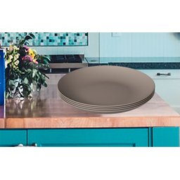 Kit 4 peças Prato Cozy 18 cm - Cinza - 2