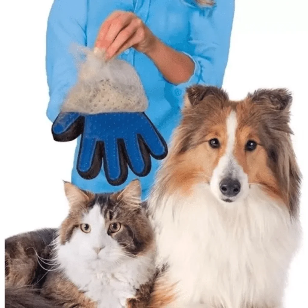 Luva Tira Pelos Pet Removedor Rasqueadeira Profissional Azul - 4