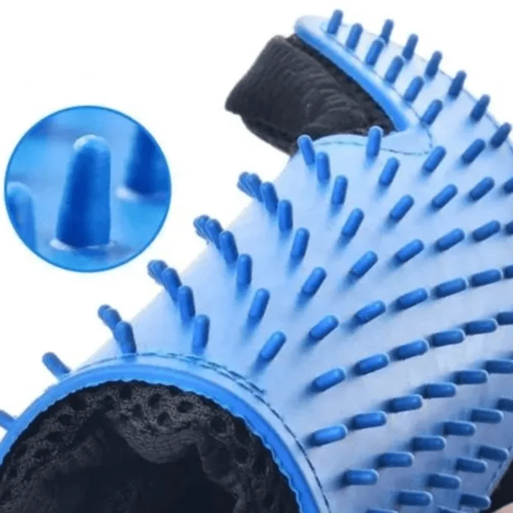 Luva Tira Pelos Pet Removedor Rasqueadeira Profissional Azul - 9