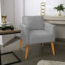 Ver imagem 2 de Kit 2 Poltronas Aline Suede Cinza Pés Palito Castanho - D’Rossi