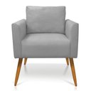 Ver imagem 3 de Kit 2 Poltronas Aline Suede Cinza Pés Palito Castanho - D’Rossi