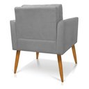 Ver imagem 5 de Kit 2 Poltronas Aline Suede Cinza Pés Palito Castanho - D’Rossi