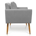 Ver imagem 4 de Kit 2 Poltronas Aline Suede Cinza Pés Palito Castanho - D’Rossi