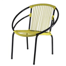 Conjunto 3 Cadeiras Eclipse de Área, Fibra Sintética, Varanda, Artesanal Amarelo - PANERO 12 - 2