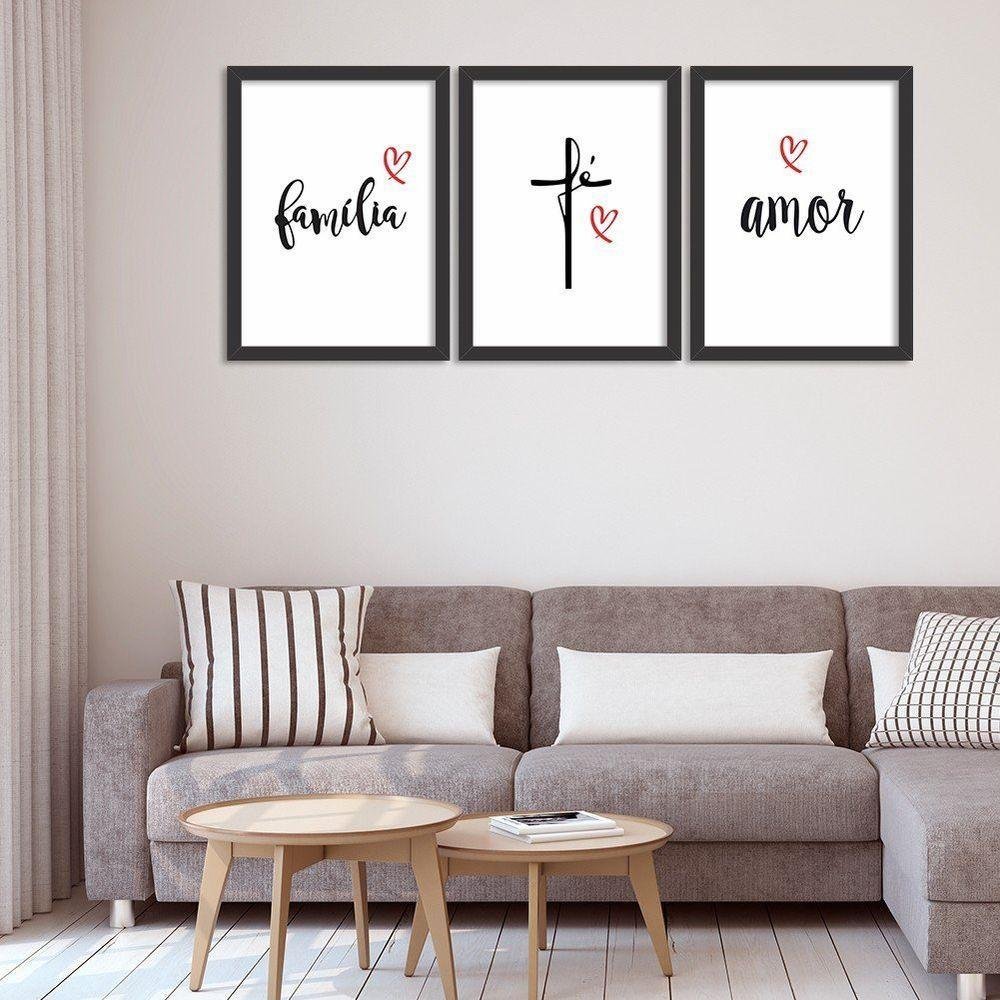 Kit 3 Quadros Familia Fé Amor - 2